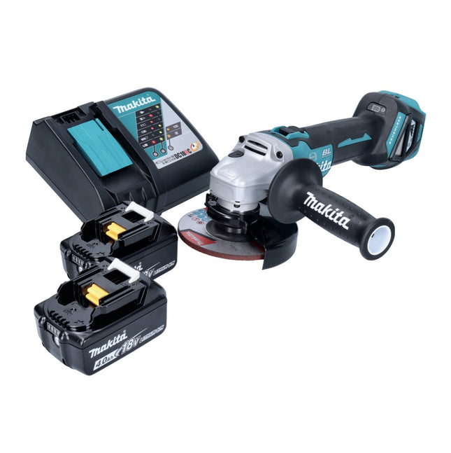 Amoladora angular sin cable Makita DGA 513 RM 18 V 125 mm sin escobillas + 2x batería 4,0 Ah + cargador