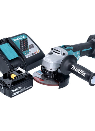 Amoladora angular a batería Makita DGA 513 RG1 18 V 125 mm sin escobillas + 1x batería 6,0 Ah + cargador