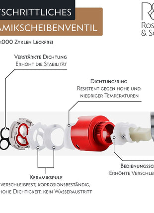 Rosenhahn & Söhne Föhr 200 Küchenarmatur 360° drehbarer Wasserhahn Küche - Armatur Küche [gebürsteter Edelstahl] - 2-fach verstellbare Spültischarmatur + Anschlussschläuche - Toolbrothers