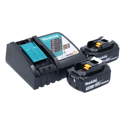 Taladro percutor inalámbrico Makita DHP 482 RFX1 18 V 62 Nm + 2x baterías 3,0 Ah + cargador + juego de brocas 74 piezas + estuche