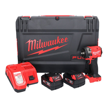 Milwaukee M18 FIW2F38-502X Llave de impacto sin cable 18 V 339 Nm 3/8 " sin escobillas + 2x batería recargable 5.0 Ah + cargador + caja HD