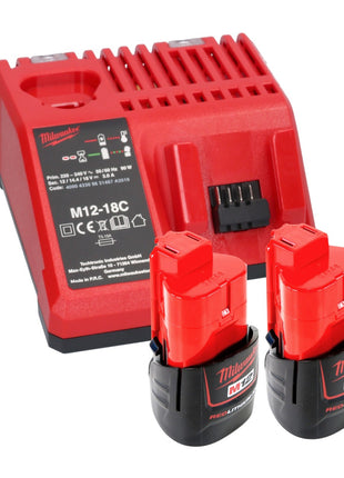 Milwaukee M12 FIW38-202C akumulatorowy klucz udarowy 12 V 339 Nm 3/8" bezszczotkowy + 2x akumulator 2,0 Ah + ładowarka