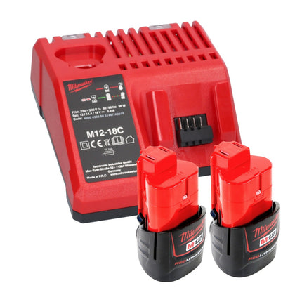 Avvitatore a impulsi a batteria Milwaukee M12 FIW38-202C 12 V 339 Nm 3/8" brushless + 2x batteria ricaricabile 2,0 Ah + caricabatterie