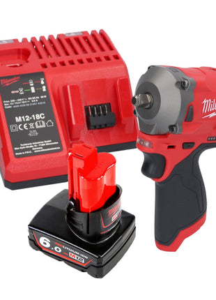 Milwaukee M12 FIW38-601C Akumulatorowy klucz udarowy 12 V 339 Nm 3/8" bezszczotkowy + 1x akumulator 6,0 Ah + ładowarka