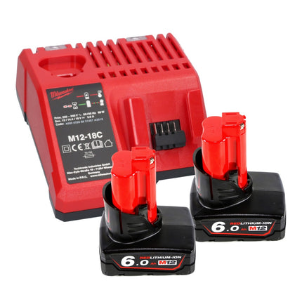 Milwaukee M12 FIW38-602C akumulatorowy klucz udarowy 12 V 339 Nm 3/8" bezszczotkowy + 2x akumulator 6,0 Ah + ładowarka