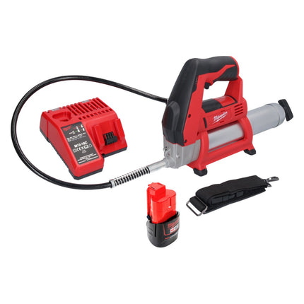 Milwaukee M12 GG-201C ingrassatore a batteria 12 V 562 bar + 1x batteria ricaricabile 2,0 Ah + caricatore