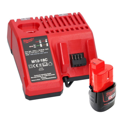 Milwaukee M12 GG-201C ingrassatore a batteria 12 V 562 bar + 1x batteria ricaricabile 2,0 Ah + caricatore