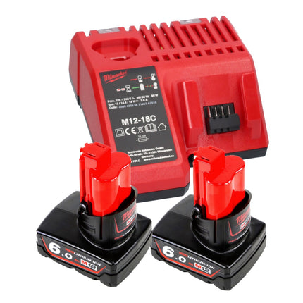 Pistola engrasadora a batería Milwaukee M12 GG-602C 12 V 562 bar + 2x baterías 6,0 Ah + cargador