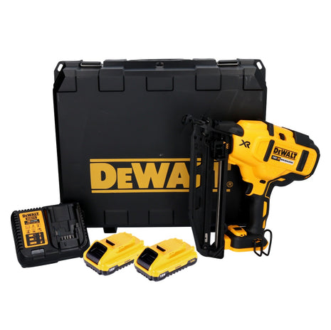 Clavadora a batería DeWalt DCN 660 L2 18V 32-63 mm sin escobillas + 2x baterías 3.0 Ah + cargador + maletín