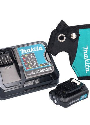 Taladro percutor inalámbrico Makita HP 333 DSAW 12 V 30 Nm blanco + 1x batería 2,0 Ah + cargador + funda + maletín