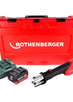 Máquina prensadora de batería Rothenberger ROMAX 4000 18 V electrohidráulica + 1x batería 10,0 Ah CAS + cargador + maletín