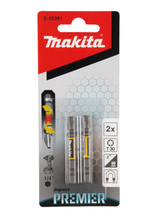 Makita Impact Premier Torsion Bit hexagonal 1/4" T30 50 mm 2 pces ( E-03361 )