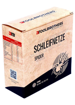 Toolbrothers SPIDER Schleifset Netz 150 mm Klett je 10x P80 / P120 / P180 / 240 für Hartholz, Weichholz, Lack, Stein, Stahl, Aluminium, Furnier - Toolbrothers