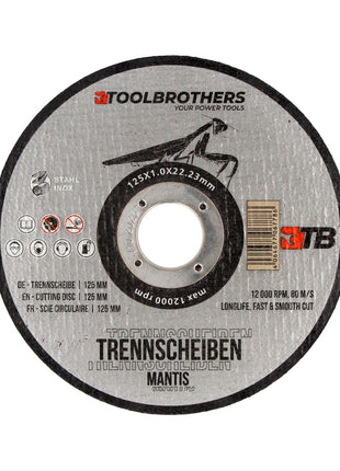 Toolbrothers MANTIS Trennscheiben- Set in Profi Qualität 25 Stück, 125 x 22,23 x 1 mm zur Bearbeitung von Metall, Stahl, Edelstahl / INOX für Winkelschleifer - Toolbrothers