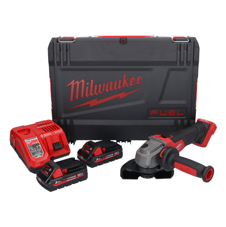 Amoladora angular a batería Milwaukee M18 FSAG125X-302X 18 V 125 mm sin escobillas + 2x baterías 3.0 Ah + cargador + caja HD