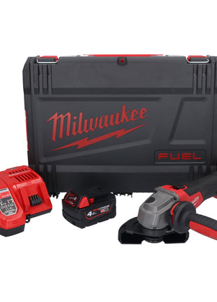 Amoladora angular a batería Milwaukee M18 FSAG125X-401X 18 V 125 mm sin escobillas + 1x batería 4,0 Ah + cargador + caja HD