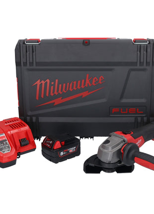 Amoladora angular a batería Milwaukee M18 FSAG125X-501X 18 V 125 mm sin escobillas + 1x batería 5,0 Ah + cargador + caja HD