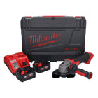 Amoladora angular a batería Milwaukee M18 FSAG125X-502X 18 V 125 mm sin escobillas + 2x baterías 5.0 Ah + cargador + caja HD