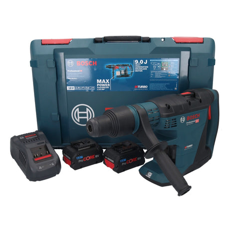 Bosch GBH 18V-40 C Professional Perforateur sans fil 9,0 J 18V - SDS max - BITURBO Brushless + 2x Batteries ProCORE 8,0 Ah + Chargeur + Coffret XL-BOXX