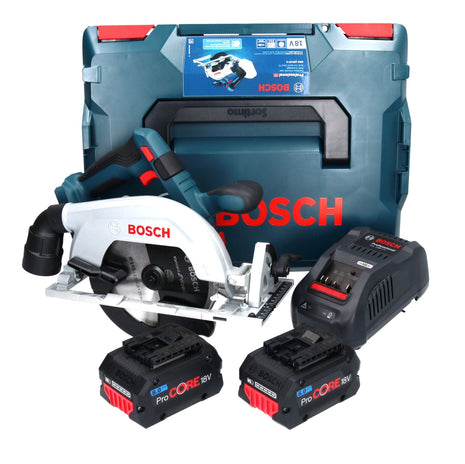 Bosch GKS 18V-57-2 Sierra circular de batería profesional 18 V 165 mm sin escobillas + 2x batería ProCORE 8,0 Ah + cargador + L-Boxx