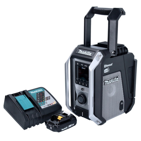 Makita DMR 115 RA1B radio de obra con batería 12 V - 18 V Bluetooth DAB+ IP65 negro + 1x batería 2,0 Ah + cargador