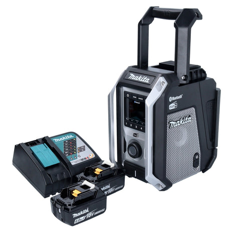 Makita DMR 115 RGB Akku Baustellenradio 12 V - 18 V Bluetooth DAB+ IP65 Schwarz + 2x Akku 6,0 Ah + Ladegerät - Toolbrothers