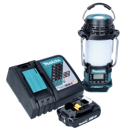 Makita DMR 056 RA1 Radio sans fil 18 V FM DAB+ avec lanterne 360 Lampe de poche IP65 + 1x batterie 2,0 Ah + chargeur