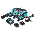 Makita DLX 4157 TX1 Battery Combo Kit 18 V DDF 486 + DGA 504 + DJR 187 + DTD 153 + 2x battery 5.0 Ah + charger + bag
