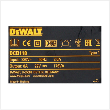 Cargador de batería DeWalt DCB118 54V / 18V XR FlexVolt