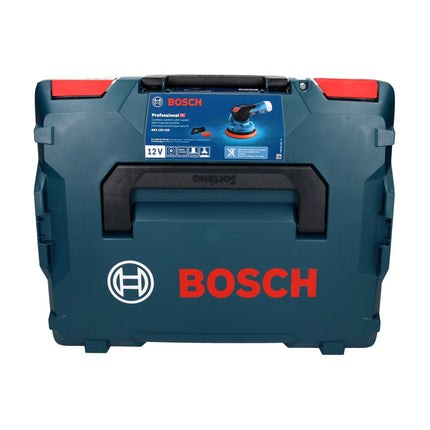 Bosch GEX 12V-125 Professional Cordless Random Orbit Sander 125 mm 12V Brushless + 50x EXPERT C470 Sandpapers K 120 + L-Boxx Case - without battery, without charger