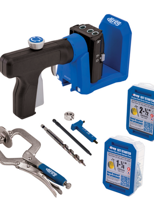 KREG Pocket Hole Jig 520 PRO Taschenloch Bohrschablone ( KPHJ520PRO ) + Stufenbohrer + Bit + Schrauben + Zwinge - Toolbrothers