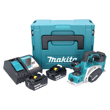 Makita DKP 180 RTJ cepillo sin cable 18 V 82 mm + 2x batería recargable 5,0 Ah + cargador + Makpac