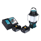 Makita DMR 055 RF cordless radio 18 V FM with lantern 360° torch + 2x rechargeable battery 3.0 Ah + charger