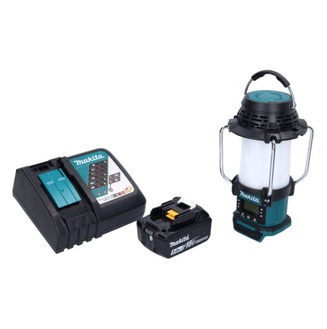 Makita DMR 055 RT1 Akku Radio 18 V FM mit Laterne 360° Taschenlampe + 1x Akku 5,0 Ah + Ladegerät