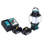 Makita DMR 055 RG cordless radio 18 V FM with lantern 360° torch + 2x rechargeable battery 6.0 Ah + charger
