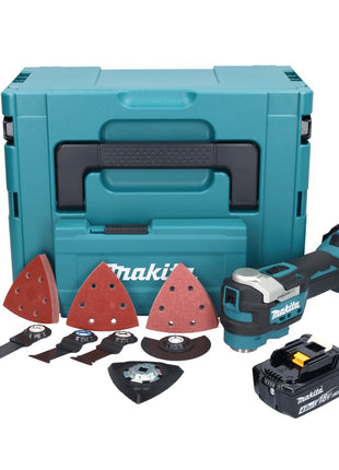 Herramienta multifuncional a batería Makita DTM 52 M1JX4 18 V Starlock Max Brushless + 1x batería 4.0 Ah + juego de accesorios + Makpac - sin cargador