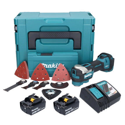Makita DTM 52 RMJX4 cordless multifunction tool 18 V Starlock Max Brushless + 2x battery 4.0 Ah + charger + accessory set + Makpac