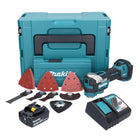 Makita DTM 52 RG1JX4 cordless multifunction tool 18 V Starlock Max Brushless + 1x rechargeable battery 6.0 Ah + charger + accessory set + Makpac