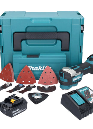 Makita DTM 52 RG1JX4 Outil multifonctions sans fil 18 V Starlock Max Brushless + 1x batterie 6,0 Ah + chargeur + kit d'accessoires + Makpac