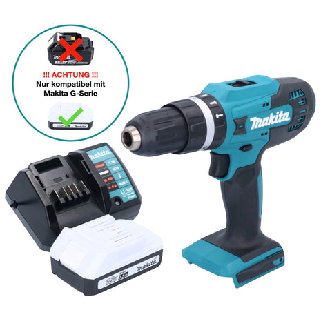 Makita HP 488 DWY1 taladro percutor inalámbrico 18 V 42 Nm serie G + 1x batería 1,5 Ah + cargador