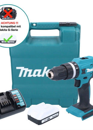 Taladro percutor inalámbrico Makita HP 488 DWY1K 18 V 42 Nm Serie G + 1x batería 1,5 Ah + cargador + maletín