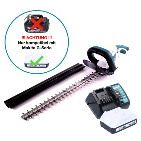 Cortasetos a batería Makita UH 522 DWY1 18 V 52 cm serie G + 1x batería 1,5 Ah + cargador