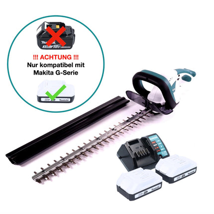 Makita UH522DWY Cordless Hedge Trimmer 52cm G Series 18V + 2x Batteries 1.5Ah + Charger