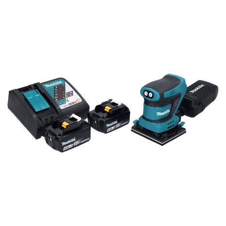 Lijadora orbital a batería Makita DBO 480 RM 18 V 112 x 102 mm + 2x baterías 4,0 Ah + cargador