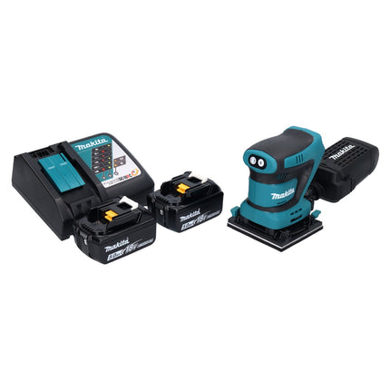 Makita DBO 480 RT cordless orbital sander 18 V 112 x 102 mm + 2x rechargeable battery 5.0 Ah + charger