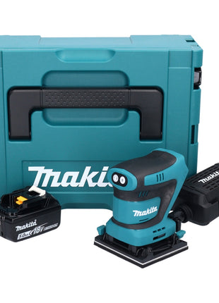 Lijadora orbital a batería Makita DBO 480 T1J 18 V 112 x 102 mm + 1x batería 5,0 Ah + Makpac - sin cargador