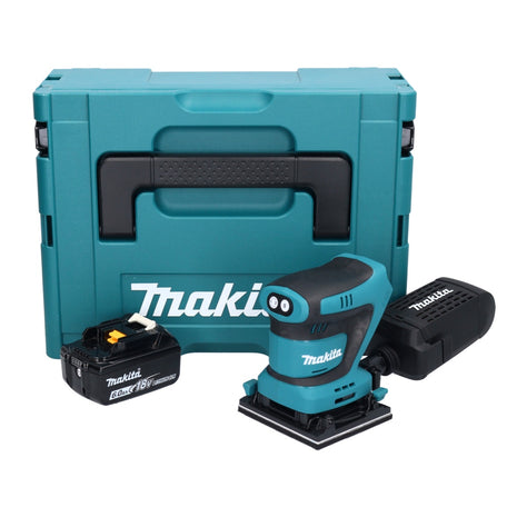 Lijadora orbital a batería Makita DBO 480 G1J 18 V 112 x 102 mm + 1x batería 6,0 Ah + Makpac - sin cargador