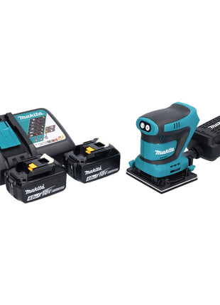 Makita DBO 481 RM Ponceuse vibrante sans fil 18 V 112 x 102 mm + 2x batterie 4,0 Ah + chargeur