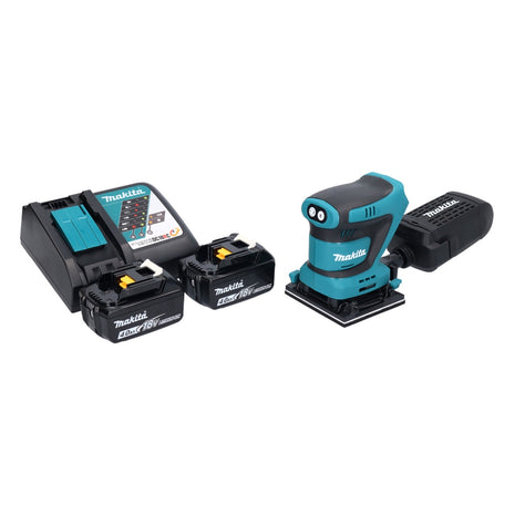 Makita DBO 481 RM Ponceuse vibrante sans fil 18 V 112 x 102 mm + 2x batterie 4,0 Ah + chargeur