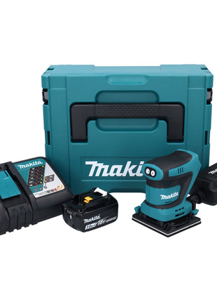 Lijadora orbital a batería Makita DBO 481 RF1J 18 V 112 x 102 mm + 1x batería 3,0 Ah + cargador + Makpac